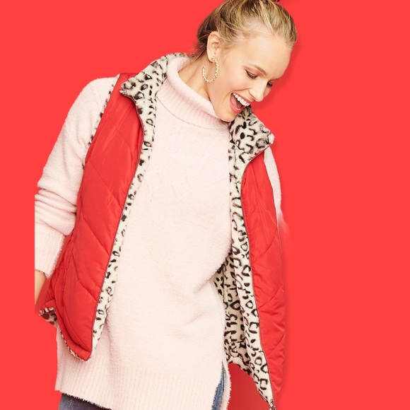 Plus Sz 1X Leopard Reversible Sherpa Zip Up Vest - Picture 7 of 17